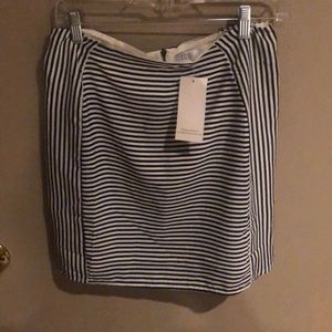 Navy and white striped mini skirt